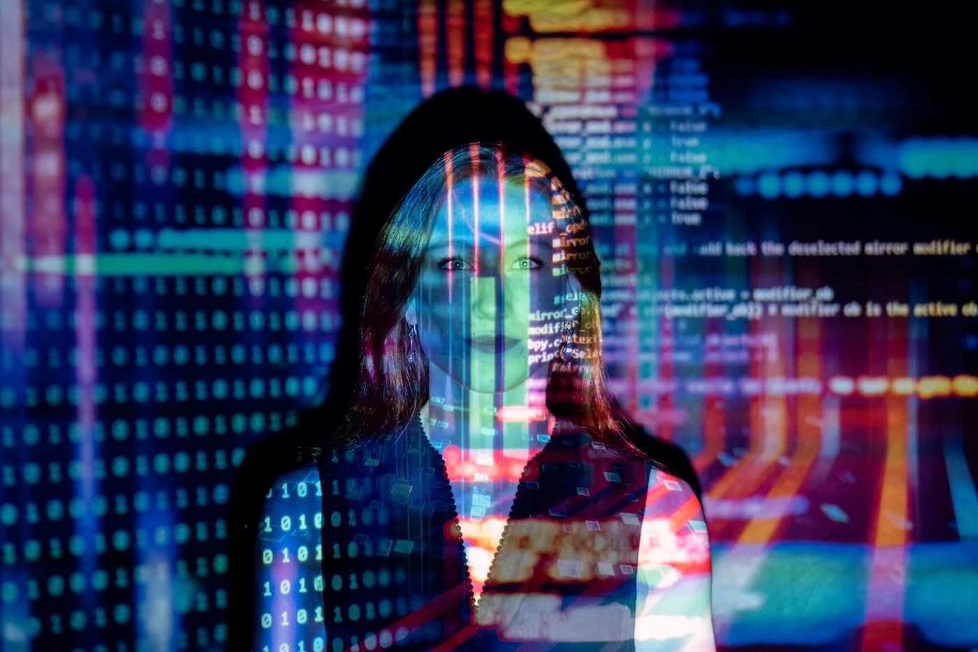 Abstract digital network visualization in blue tones